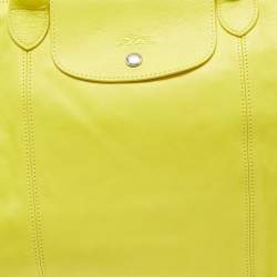 Longchamp Lime Green Leather Large Le Pliage Tote