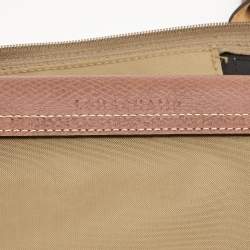 Pre Owned Longchamp Beige/Brown Nylon and Leather Large Le Pliage Tote