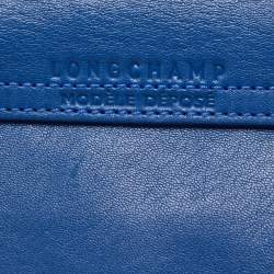 Pre Owned Longchamp Blue Leather Large Le Pliage Tote