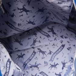 Pre Owned Longchamp Blue Leather Large Le Pliage Tote