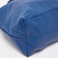 Pre Owned Longchamp Blue Leather Large Le Pliage Tote