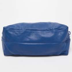 Pre Owned Longchamp Blue Leather Large Le Pliage Tote