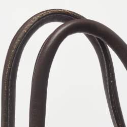 Pre Owned Longchamp Pink/White Floral Print Canvas and Leather Shopper Tote