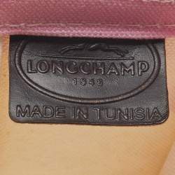 Pre Owned Longchamp Pink/White Floral Print Canvas and Leather Shopper Tote