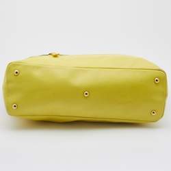 Pre Owned Longchamp Yellow/Black Leather Expandable Tote