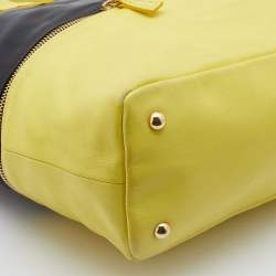 Pre Owned Longchamp Yellow/Black Leather Expandable Tote