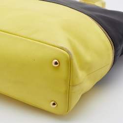 Pre Owned Longchamp Yellow/Black Leather Expandable Tote