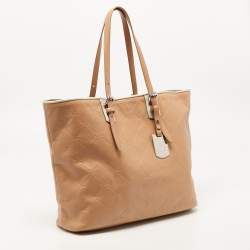 Longchamp Tan Quilted Embossed Leather Large LM Cuir Tote