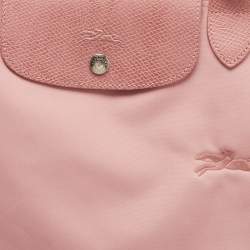 Pre Owned Longchamp Light Pink Nylon and Leather Large Le Pliage Tote