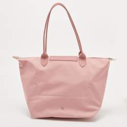 Pre Owned Longchamp Light Pink Nylon and Leather Large Le Pliage Tote