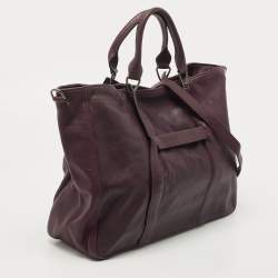 Longchamp Purple Leather Large 3d Shopper Tote