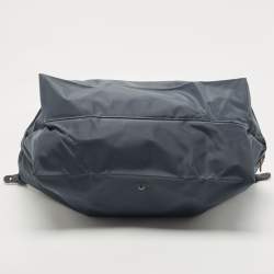 Pre Owned Longchamp Navy Blue Nylon and Leather Expandable Le Pliage Tote