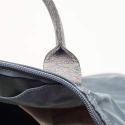 Pre Owned Longchamp Navy Blue Nylon and Leather Expandable Le Pliage Tote