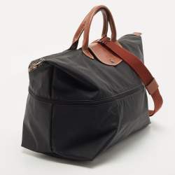 Longchamp Black Nylon and Leather Expandable Le Pliage Tote