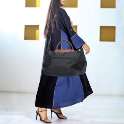 Longchamp Black Nylon and Leather Expandable Le Pliage Tote