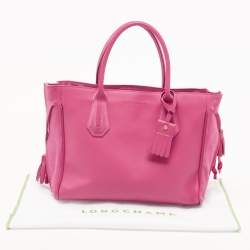 Pre Owned Longchamp Fuchsia Leather and Suede Medium Penelope Fantasie Tote