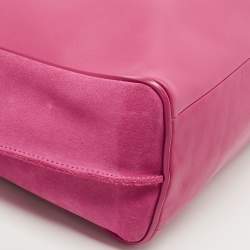 Pre Owned Longchamp Fuchsia Leather and Suede Medium Penelope Fantasie Tote