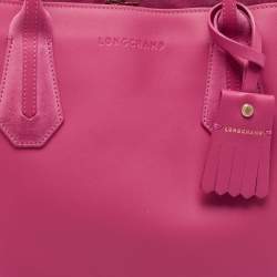 Pre Owned Longchamp Fuchsia Leather and Suede Medium Penelope Fantasie Tote