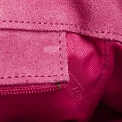 Pre Owned Longchamp Fuchsia Leather and Suede Medium Penelope Fantasie Tote