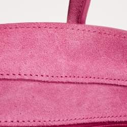 Pre Owned Longchamp Fuchsia Leather and Suede Medium Penelope Fantasie Tote