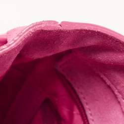 Pre Owned Longchamp Fuchsia Leather and Suede Medium Penelope Fantasie Tote