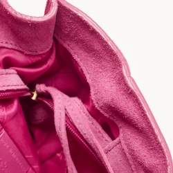 Pre Owned Longchamp Fuchsia Leather and Suede Medium Penelope Fantasie Tote