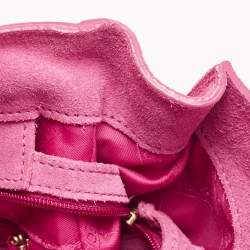 Pre Owned Longchamp Fuchsia Leather and Suede Medium Penelope Fantasie Tote