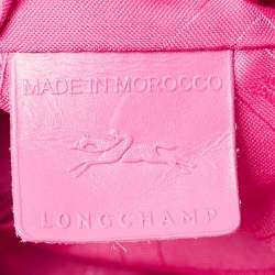 Pre Owned Longchamp Fuchsia Leather and Suede Medium Penelope Fantasie Tote