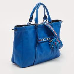 Longchamp Blue Leather 3D Massai Tote