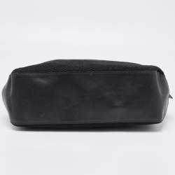 Pre Owned Longchamp Black/Grey Fabric and Leather Roseau Sweat Reversible Tote