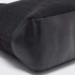 Pre Owned Longchamp Black/Grey Fabric and Leather Roseau Sweat Reversible Tote