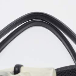 Pre Owned Longchamp Black/Grey Fabric and Leather Roseau Sweat Reversible Tote