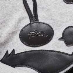 Pre Owned Longchamp Black/Grey Fabric and Leather Roseau Sweat Reversible Tote