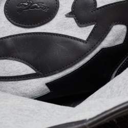 Pre Owned Longchamp Black/Grey Fabric and Leather Roseau Sweat Reversible Tote