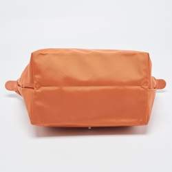 Pre Owned Longchamp Orange Nylon and Leather Le Pliage Tote