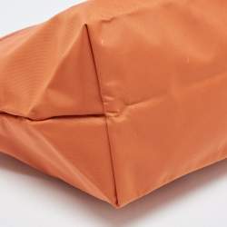 Pre Owned Longchamp Orange Nylon and Leather Le Pliage Tote
