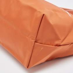 Pre Owned Longchamp Orange Nylon and Leather Le Pliage Tote