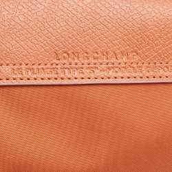 Pre Owned Longchamp Orange Nylon and Leather Le Pliage Tote