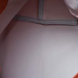 Pre Owned Longchamp Orange Nylon and Leather Le Pliage Tote