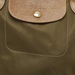 Longchamp Khaki Green Nylon and Leather Le Pliage Tote