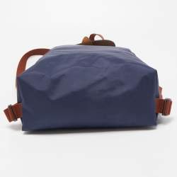 Pre Owned Longchamp Navy Blue/Brown Nylon and Leather Le Pliage Backpack