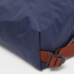 Pre Owned Longchamp Navy Blue/Brown Nylon and Leather Le Pliage Backpack