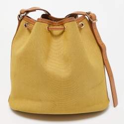 Longchamp Yellow Canvas and Leather Crossbody Bag