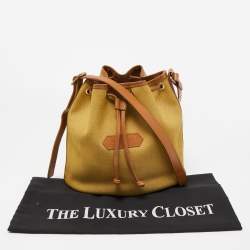 Longchamp Yellow Canvas and Leather Crossbody Bag
