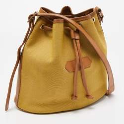 Longchamp Yellow Canvas and Leather Crossbody Bag