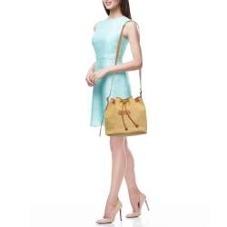 Longchamp Yellow Canvas and Leather Crossbody Bag