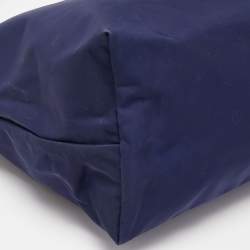 Pre Owned Longchamp Dark Blue Nylon and Leather Medium Le Pliage Tote