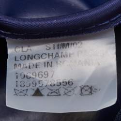 Pre Owned Longchamp Dark Blue Nylon and Leather Medium Le Pliage Tote