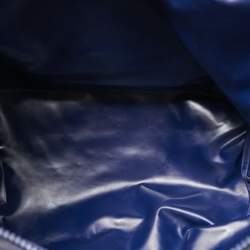 Pre Owned Longchamp Dark Blue Nylon and Leather Medium Le Pliage Tote