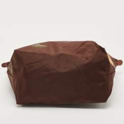 Longchamp Brown Printed Nylon and Leather Vietnam Le Pliage Tote